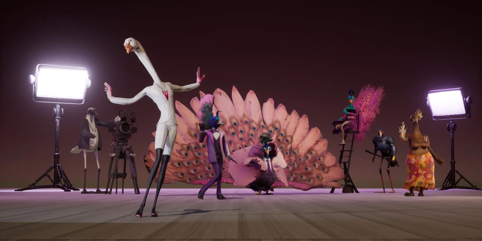 Love Bird — the cast on the soundstage
